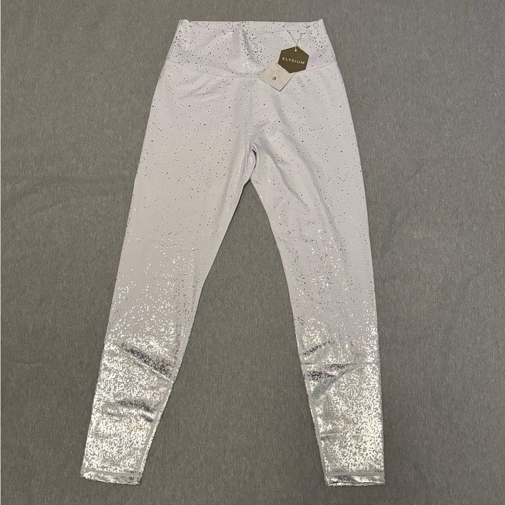Buffbunny White and Silver Glitter Leggings